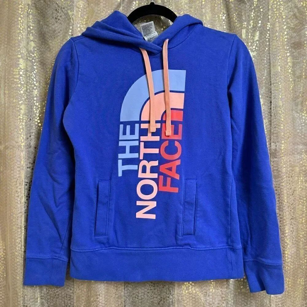 The North Face Blue Purple Pastel Logo Pullover Hoodie XS